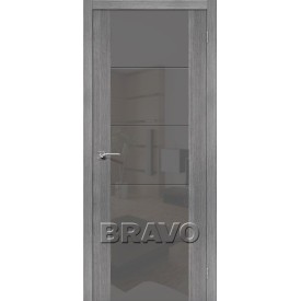 Дверь межкомнатная экошпон Браво V4 S Grey Veralinga полотно со стеклом